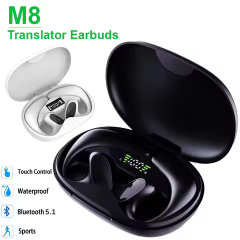 M8 Language BT Translator Earbuds, Bluetooth Headset That Supports Translation into 144 Languages, O