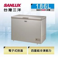 SANLUX台灣三洋186公升風扇式無霜上掀式冷凍櫃SCF-186GF 雙八顯示面板 風扇循環冷流系統 自動除霜食材恆鮮