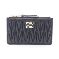 【二手】Miu Miu MATELASSE'MIU 5MB06MAFPPF0002 黑色皮革零錢包 女士全新