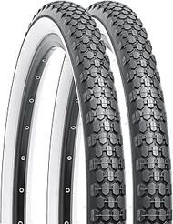 YUNSCM 2-PCS 24" Mountain Bike Tires 24 x 2.125/57-507 Classic White Wall Compatible with 24x2.0 24x