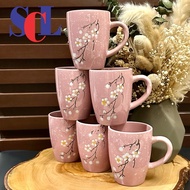 6pcs️ 10oz. EMBOSSED SAKURA CERAMIC COFFEE MUG AM-M1005