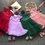 NURUL - PRINCESS BABY GOWN 726-(W HEADBAND+SOCKS) [68098-1]