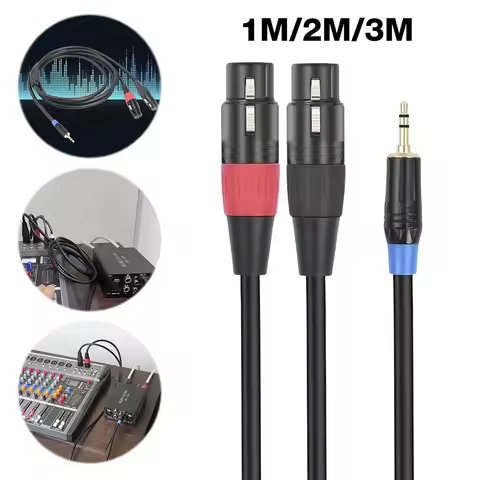 1/2/3M 3.5mm To Dual XLR Breakout Y Splitter Cable 3.5mm To Dual XLR Stereo Cable 1/8 Inch Mini Jack