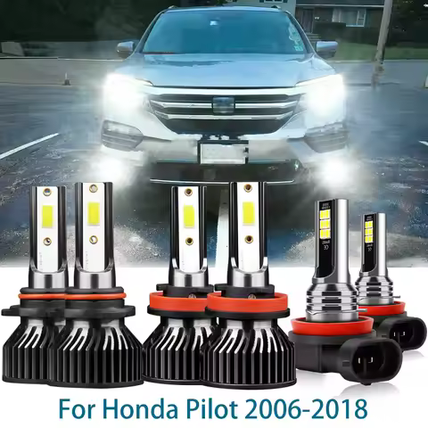 72W Car Headlight 6000K White Auto fog Light 12V LED Bulb 6PCS Kit For Honda Pilot 2006 2007 2008 20