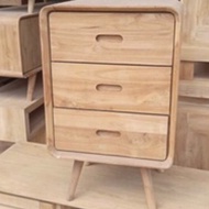 3 drawer retro nightstand