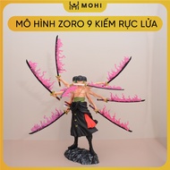 OnePiece model - Zoro model with 9 fiery swords, super fire, extremely sharp - Height 37cm - Weight 