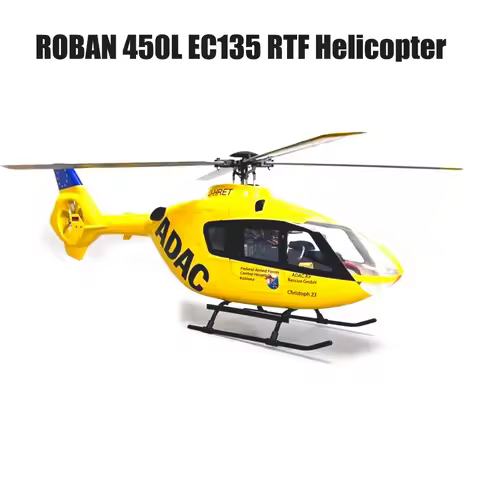 Roban 450L Size RTF EC135 Yellow Blue Tail 4 blades RC Helicopter X2 Flight Control System
