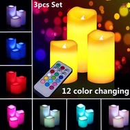 Led Candle Lights / Led Candles 3 Pcs With Remote Control (can Change 12 Colors)