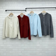 B Home 0101 WU girl Zipper Hooded Knit Long Sleeve Thick Version