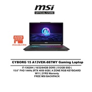 MSI LAPTOP Cyborg 15 AI GAMING A13VEK-887MY (i7-13620H/16GB/512GB/15.6" FHD 144HZ/RTX 4050 6GB/RGB K