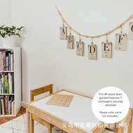 Hanging Photo Display Belt Log Color Wooden Bead String Photo Storage Tassel String Hemp Rope Bead S
