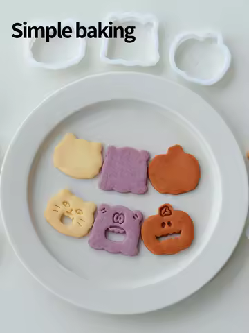 3Pcs Halloween Cookie Cutter Set Cute Cartoon Layered Cookie Stamps Pumpkin Cat Monster Themed Bakin