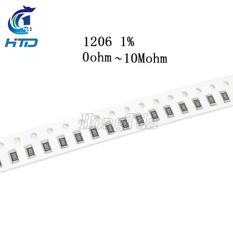 100PCS 1206 1% SMD Resistor 0R ~ 10M 1/4W 0.22R 0.51R 0.82R 1R 4.7R 22R 56R 120R 750r 1K 10K 20K 100
