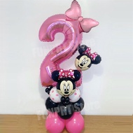 23pcs Mickey Mouse Balloons Minnie Head Foil Balloon 32"Pink Number 1-9 Year Old Balllons Set Pink B