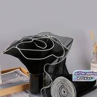 1PC 28*200cm/28*400cm Wrinkled Organza Ribbon For Gift Wrapping And Flower Arrangement, Faux Pearl Y