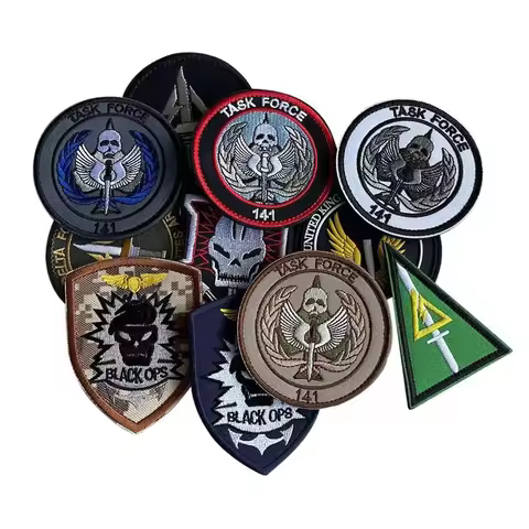 8CM/Call of Duty:Black Ops,Task Force 141,Hook Loop Patches Embroidery Applique Badge,US,British Arm