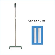 Cây lăn bụi giường cán dài kèm lõi lăn bụi 24cm lăn bụi sàn nhà giường nệm thảm rèm.