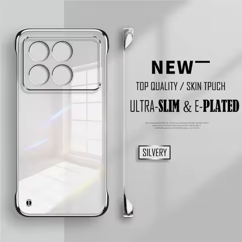 Luxury Plated Transparent Slim Frameless Phone Case For Xiaomi Poco F7 Ultra X7 X6 F6 F5 Pro F3 Lens