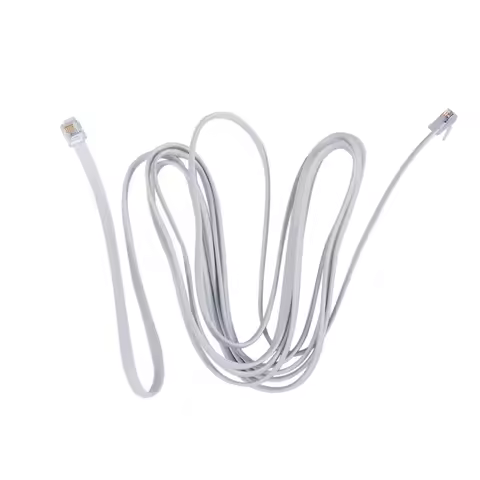 6P6C RJ11 Telephone Extension Fax Modem Cable Line 9.8Ft Length White
