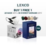 Face Mask | [BUNDLE DEAL] LEXCO 6D Premium 4ply Medical Face Mask [50’s/box] + 3D Everest Morandi Mask [50’s/box]