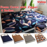 ✺☈ﺴSheleep 6 Inches Foam Cover with Zipper Uratex Foam Cover Bed Cover Queen Size Mattress Cover