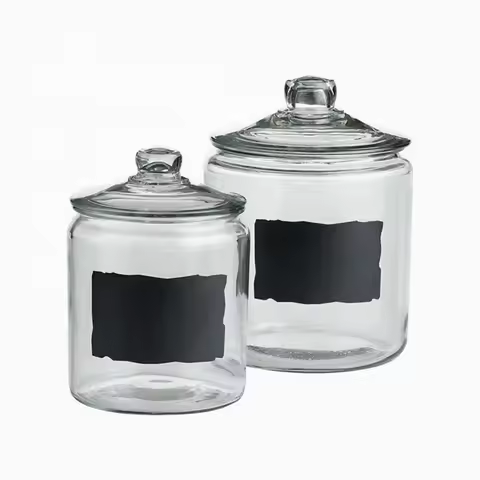 Kitchen Big Storage Glass Jar with Glass Cap and Blackboard Sticker for Marking Food Preserve MOQ500