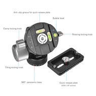 VH-10R 2 Way Pan/Tilt Tripod Head 360° Rotating Panoramic Bird Watching Photography with Quick Relea