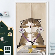Japanese Split Door Curtain Cute Cat Print Partition Kitchen Restaurant Hanging Curtains Living Room Noren Home Decor Drapes