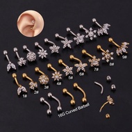 1 Piece Flower Snowfake Earring Tragus Helix Rook Piercing Eyebrow Ring Piercing Curved Barbell 16G 