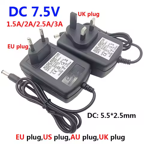 DC 7.5V Power Supply AU 7.5 V Adapter 1.5A 3A 2.5A 7.5V Power Supply UK US EU Plug Universal Switchi