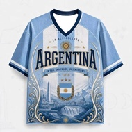 2026 3D Print Argentina Sun Of May Iguazu Falls Obelisk National Flag No.10 Retro V Neck Albiceleste