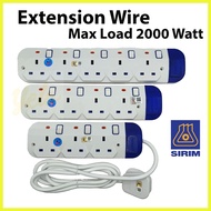 2 / 5 Mtrs Extension Plug Socket 2000 Watt Extension Wire With 1.25mm Wire Cable Extension Socket Po