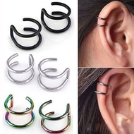 Titanium Steel Earrings for Women Jewellery Stainless Steel Earing 2-row fake Cartilage Clip On Earr