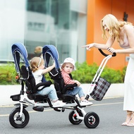 S/🌹双胞胎三轮车儿童双坐脚踏车双胞胎婴儿推车1-5岁宝宝车可转向 AG45