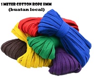 (buatan local)1 Meter Cotton Tape Cotton Rope 8mm Hollow Flat Twisted Cord Cotton Tali Kasut Tali Seluar