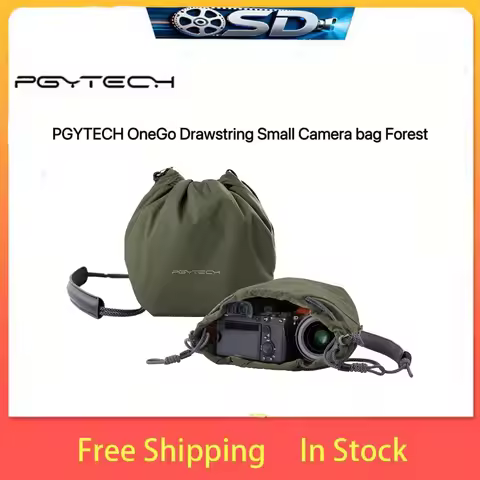 PGYTECH OneGo Small Camera Bag with Drawstring Forest Green Compact Storage for Photography Equipmen