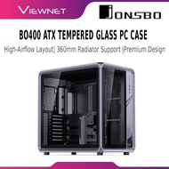 JONSBO BO400 ATX PC Case Tempered Glass USB-C E-ATX Ready 360mm Radiator High Airflow Gray