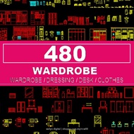 Autodesk | AutoCad 2025 | 480+ Wardrobe set CAD BLOCK MATERIALS for Architectural Design