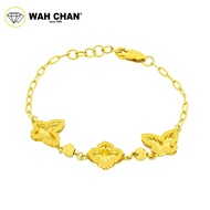 WAH CHAN 916 Gold Bracelet - Clover & Butterfly OSB1205