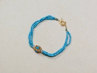 天然喇叭山料綠松石 美國綠松方糖設計多圈手鍊手串s