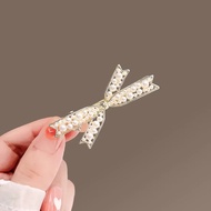 Korean Style Peals Hollow Bow Hairpin Elegant Side Bangs Clip Metal Duckbill Clip Women's Fashion Ha