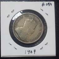 Straits settlements King Ewards 50 cents silver coin 1907 #089
