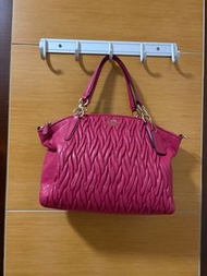 Coach桃紅色手袋有長短孭帶可斜孭可手挽