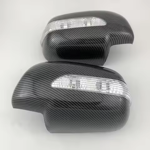 Gloss Black Carbon Car Modification Accessories Door Mirror Covers With Led For Toyota Hliux Fortune