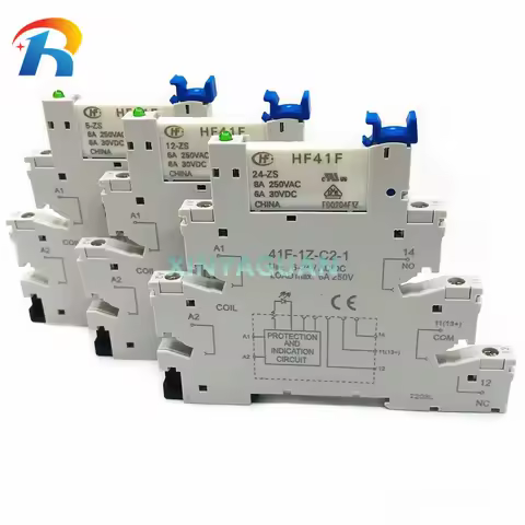 1Pcs 41F-1Z-C2-1 + HF41F 24-ZS 12-Z 5-ZS 5V 12V 24V ZST 6A 250V 1CO Slim/SSR Relay Mount On Screw So