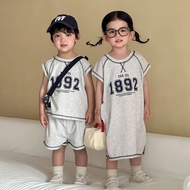 Children Summer Sports Suit Boys 2026 Summer Clothes Baby Girls Vest Dress Sisters Sisters Clothes