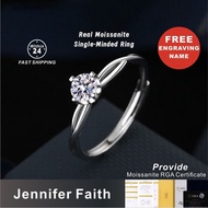 Real Moissanite Ring 999 Silver Cincin 0.4ct Jewelry Gift For Woman Girl