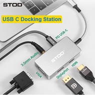 STOD Docking Station USB C HUB Adapter HDMI DisplayPort DP VGA Video Splitter 3.5Mm Audio Earphone H