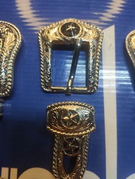 เข็มขัดคาวบอยดุนลายแฮนเมค2ชั้นหนังหัวชุดซิงค์สีนิเกิลเกรดA+แบรนด์Guns-n-roses