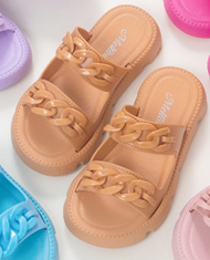 Sandal Selop Anak Cewek Rantai  Bahan Karet Empuk Wedges Kekinian Viral Premium Import Terbaru 2024